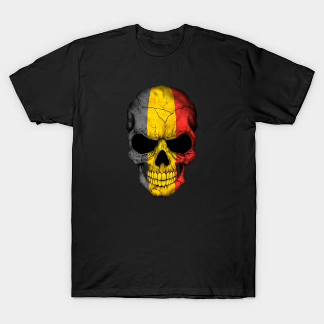 Belgian Flag Skull T-Shirt by jeffbartels